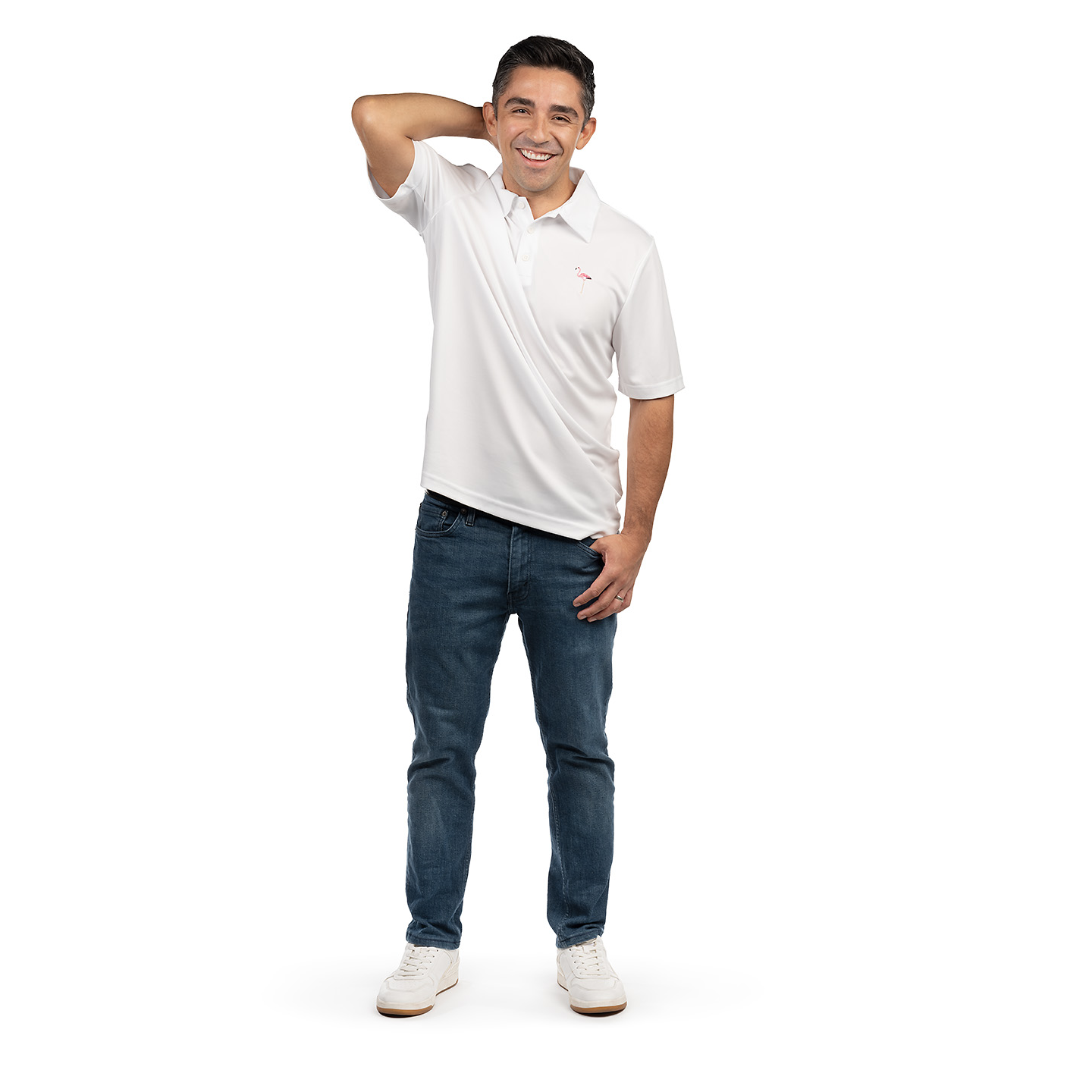 Let's Flamingle Sport Polo - Mens - White