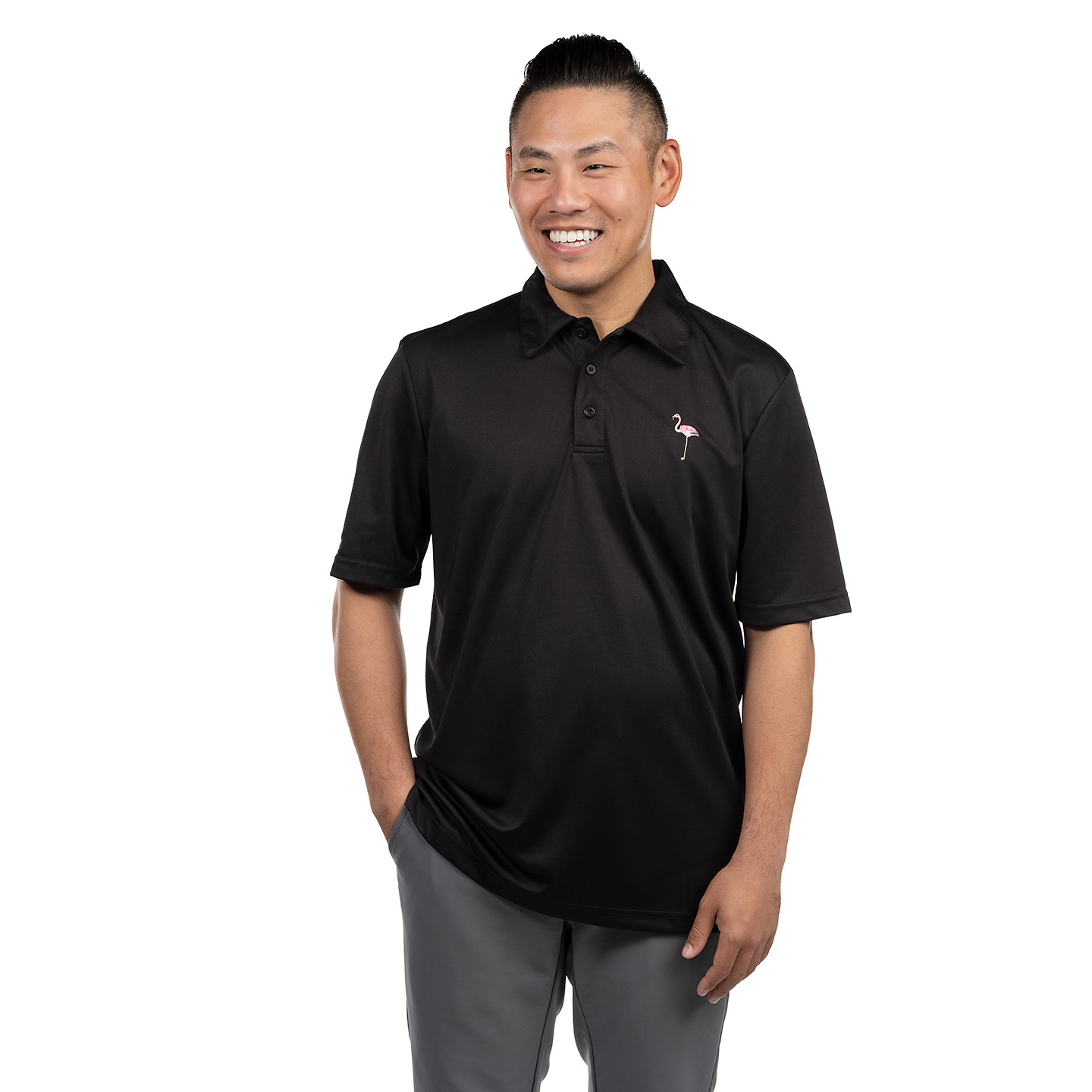 Let's Flamingle Sport Polo - Mens - Black