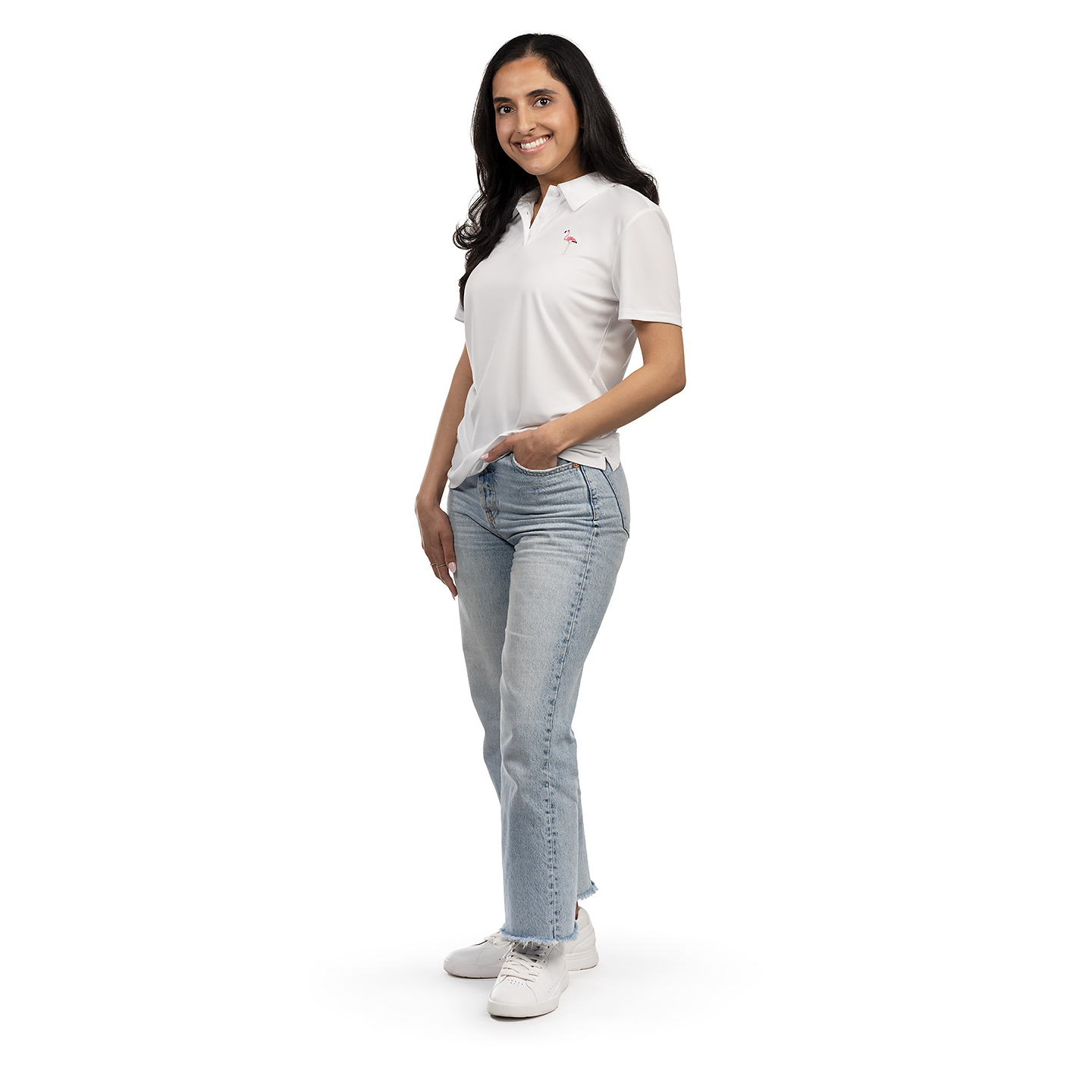 Let's Flamingle Sport Polo - Ladies - White