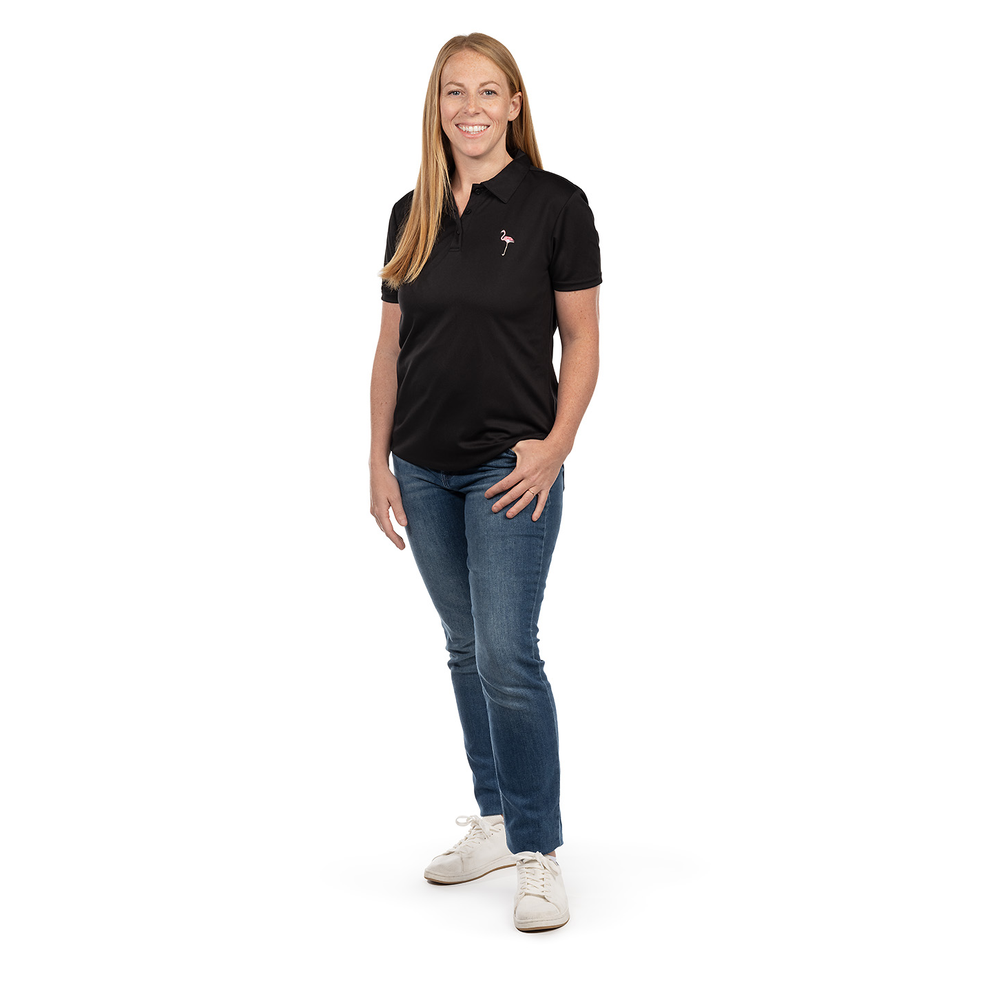 Let's Flamingle Sport Polo - Ladies - Black